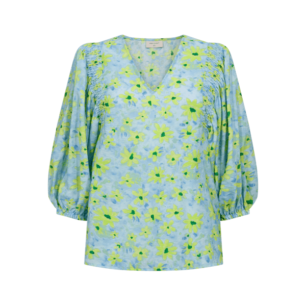 Hovedbilde JOVI BLUSE - HIMMELBLÅ/LIME GRØNN