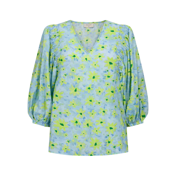 Hovedbilde JOVI BLUSE - HIMMELBLÅ/LIME GRØNN