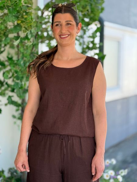Hovedbilde LAVA LIN/VISCOSE TOPP M/KNAPPER BAK - BRUN