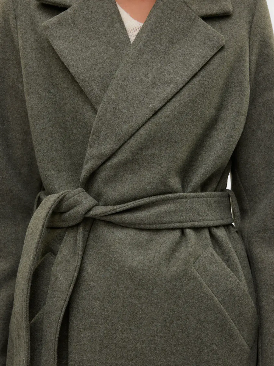 FORTUNEAYA KÅPE M/BELTE - DUSTY OLIVEN MELERT 