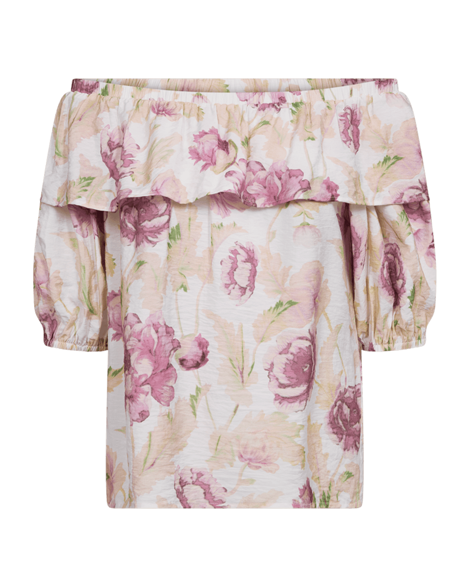 MAISE BLUSE M/VOLANG - ROSA BLOMSTER