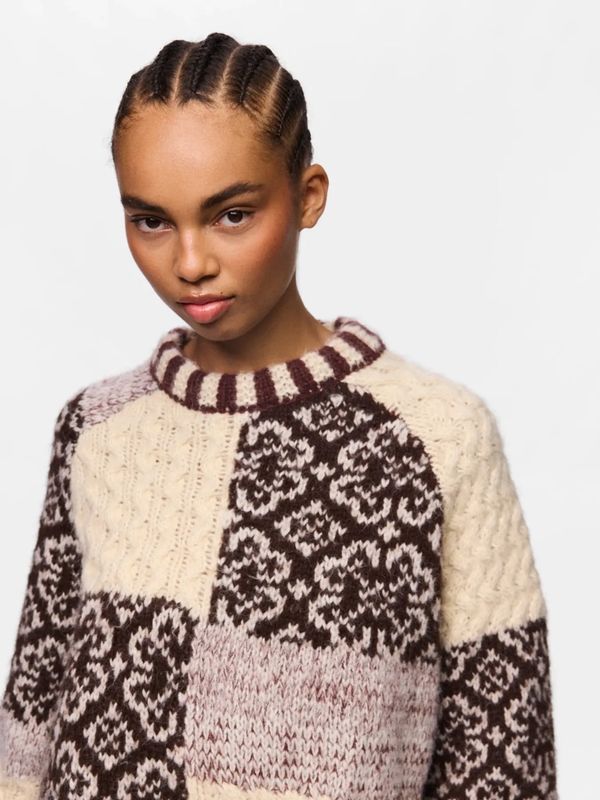 FUSION KNIT GENSER - CREAM/PLOMME