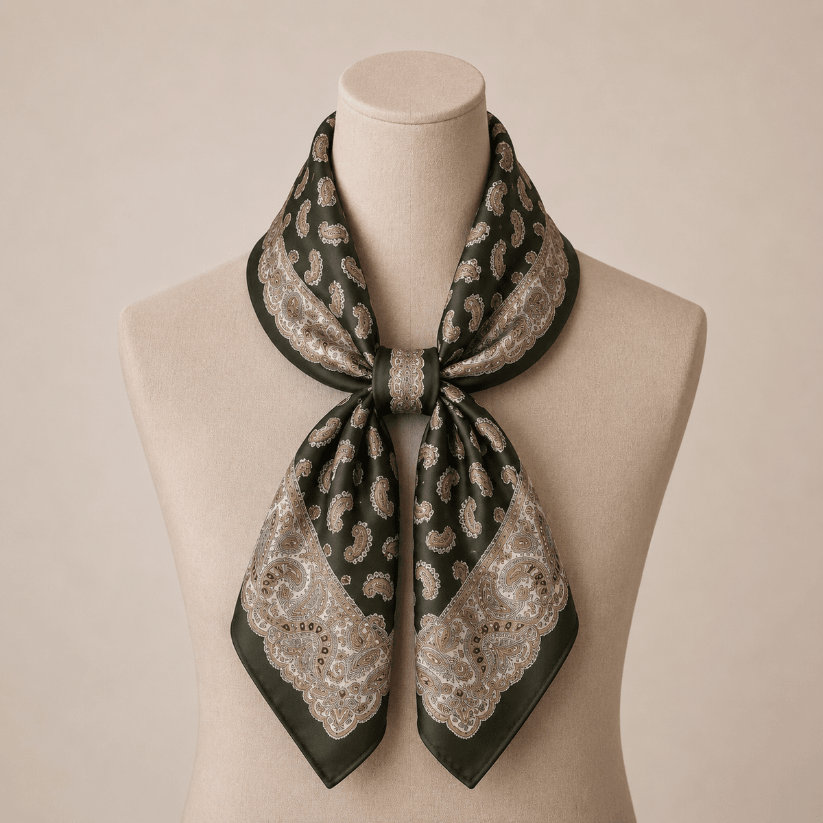 SKJERF SILKELOOK PAISLEY - OLIVEN / BIRCH