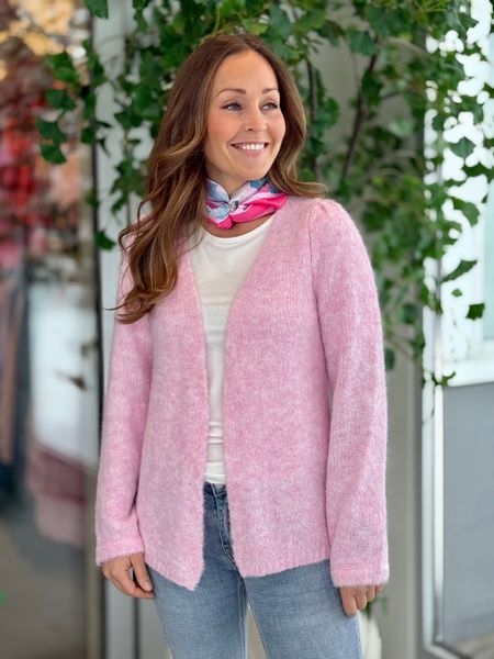 Hovedbilde BOWS STRIKKET CARDIGAN - LYS ROSA MELERT
