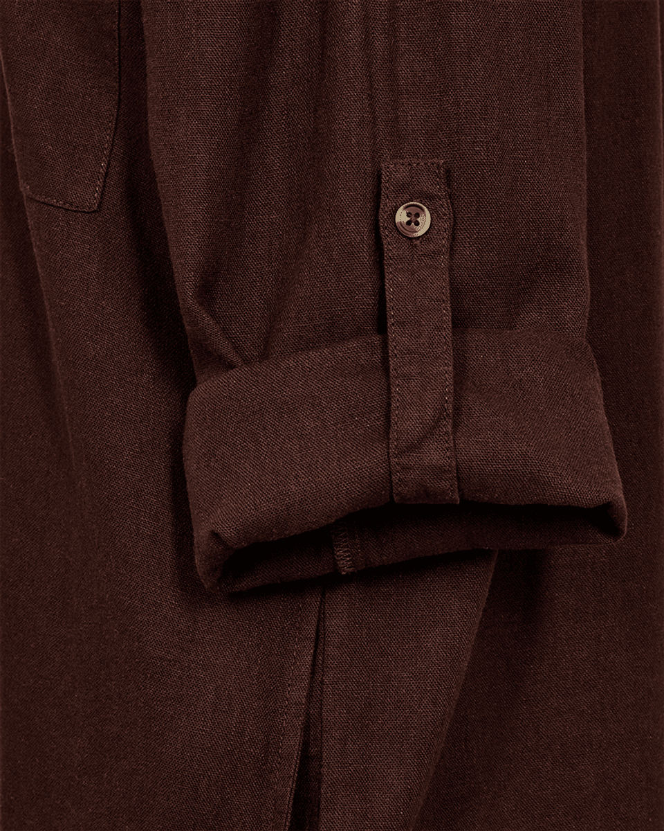 LAVA LIN/VISCOSE  SKJORTEKJOLE - BRUN