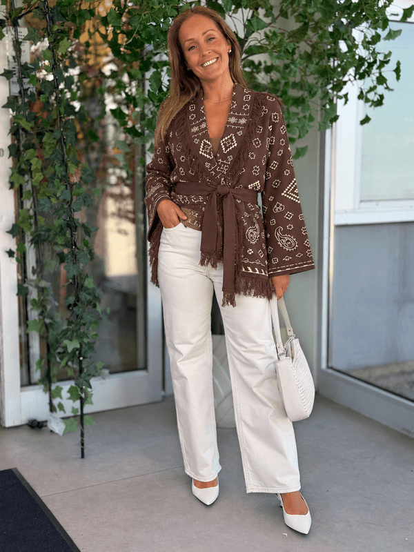 SCARLETT  TASSEL CARDIGAN - BRUN