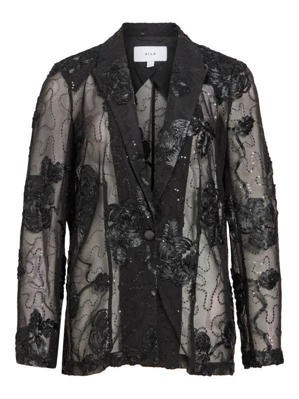 DITTE BLAZER CHIFFON - SORT