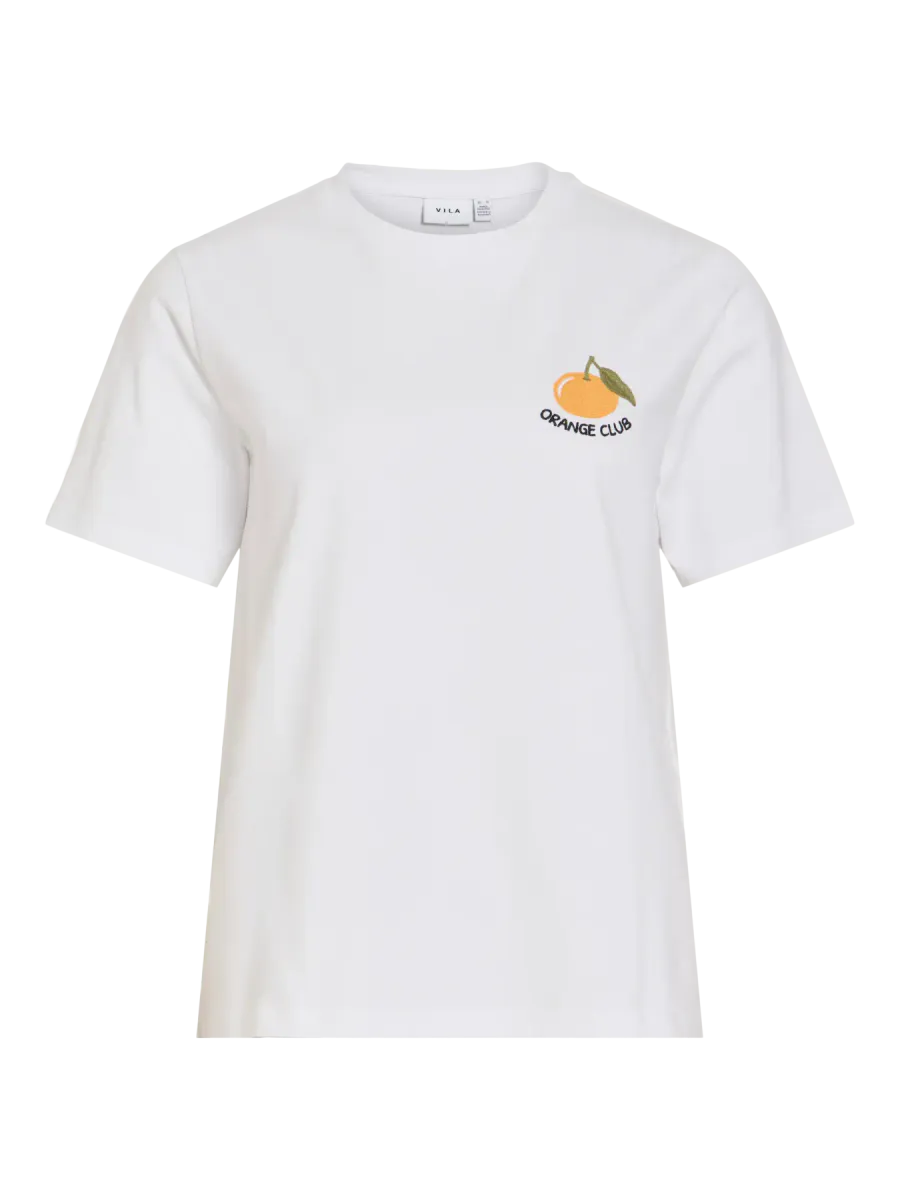 NORA T-SHIRT - HVIT M/ORANGE