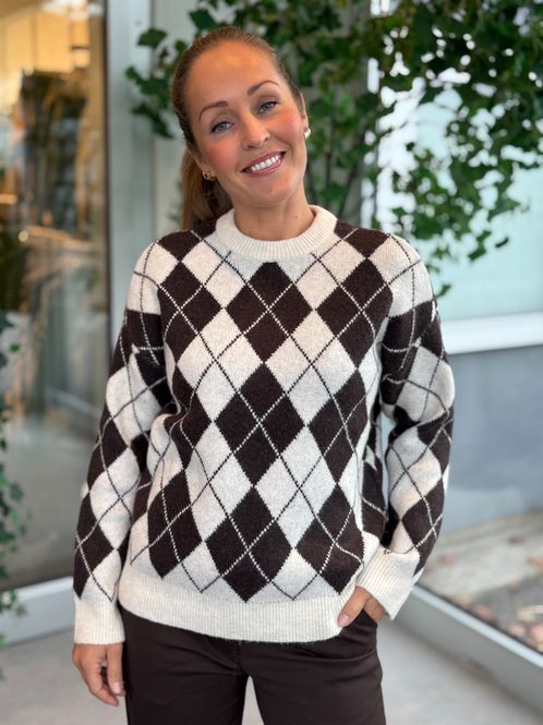 Hovedbilde HALO GENSER ARGYLE - CREAM/BRUN