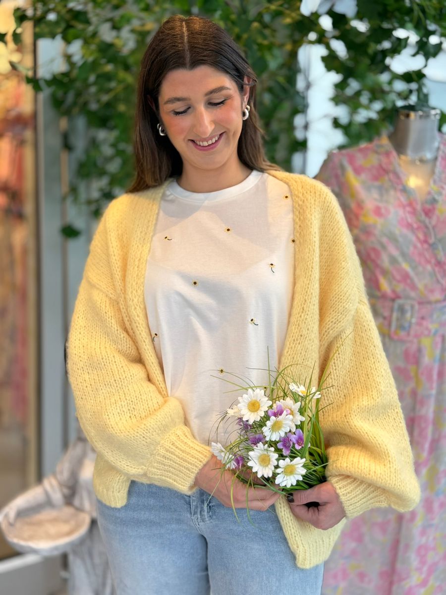 MAYBE STRIKKET CARDIGAN - GUL
