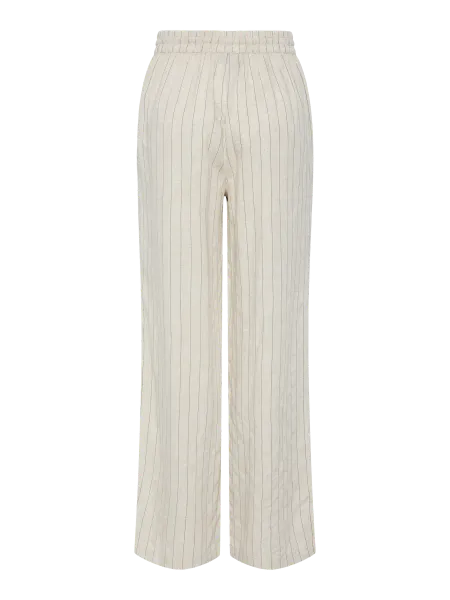 Hovedbilde PIA LIN/VISCOSE BUKSE STRIPET - LIN / SORT