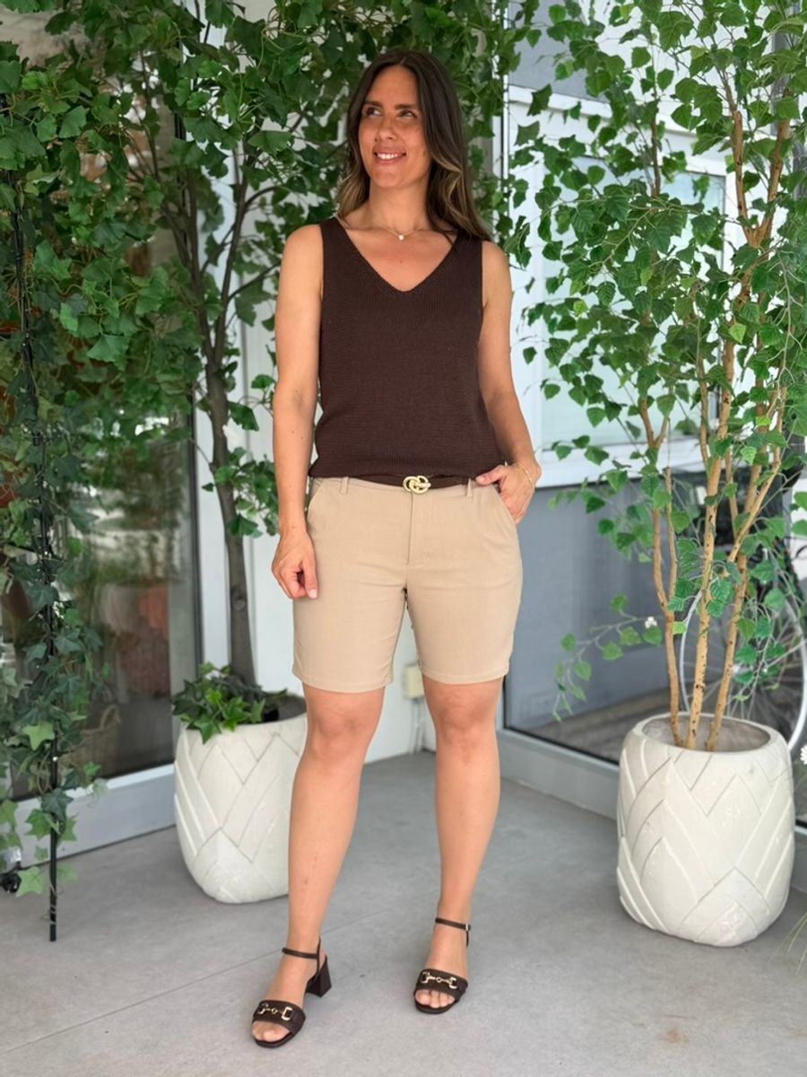 CALIVA STRIKKET TOPP - BRUN