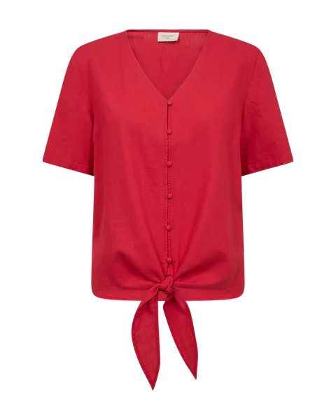 Hovedbilde LAVA LIN/VISCOSE BLUSE M/KNYTING - RØD