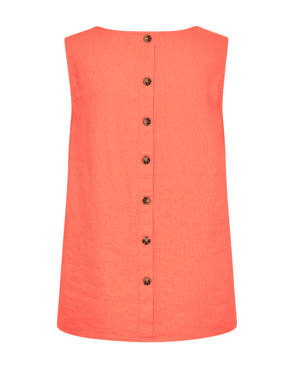 LAVA LIN/VISCOSE TOPP M/KNAPPER BAK - ORANGE 