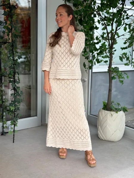Hovedbilde EVIE STRIKKET SKJØRT - CREAM