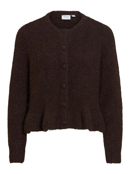 Hovedbilde BOWS KNIT CARDIGAN M/VOLANG - BRUN MELERT