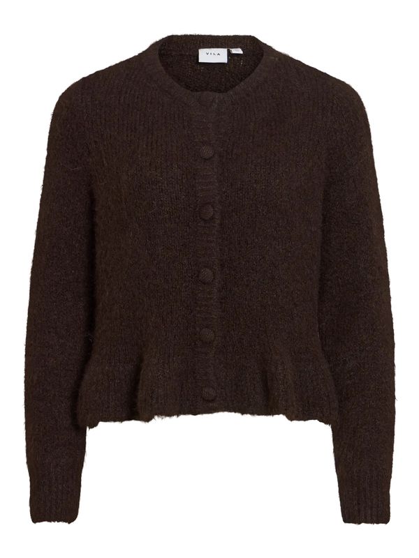 BOWS KNIT CARDIGAN M/VOLANG - BRUN MELERT
