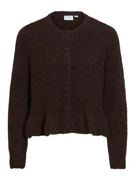 Hovedbilde BOWS KNIT CARDIGAN M/VOLANG - BRUN MELERT