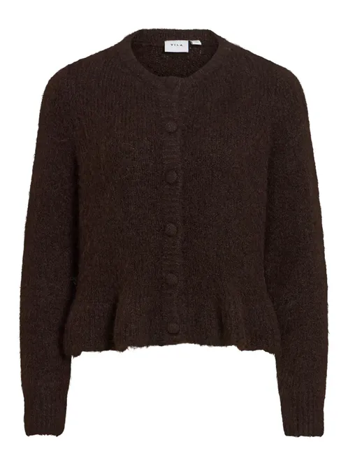 Hovedbilde BOWS KNIT CARDIGAN M/VOLANG - BRUN MELERT