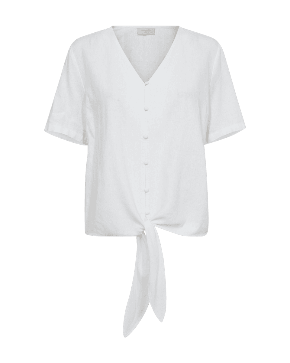 LAVA LIN/VISCOSE BLUSE M/KNYTING - HVIT