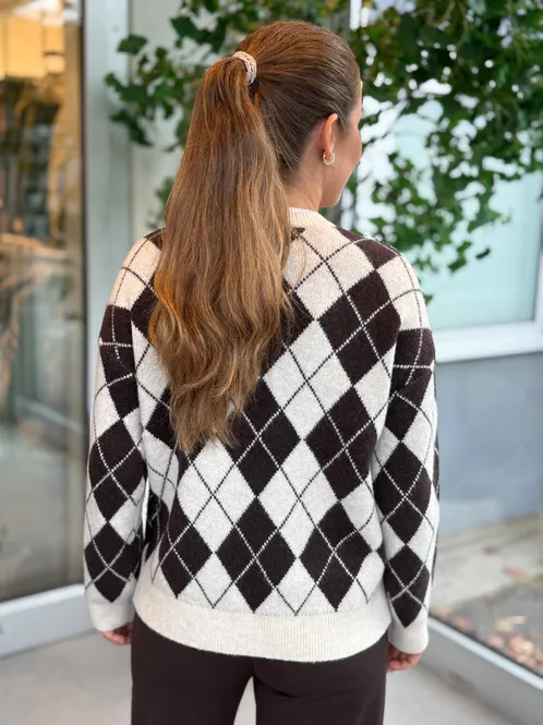 Hovedbilde HALO GENSER ARGYLE - CREAM/BRUN