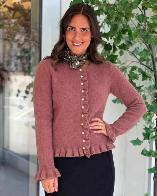 Hovedbilde JACIA CARDIGAN M/FRILL - ROSE BROWN MELERT
