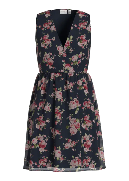 Hovedbilde EMMA V-HALS KJOLE - NAVY FLOWERS