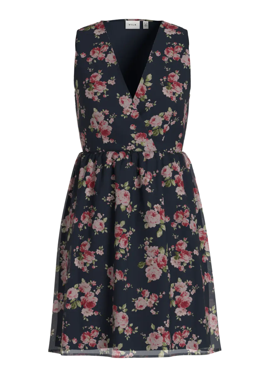 EMMA V-HALS KJOLE KNELANG - NAVY 