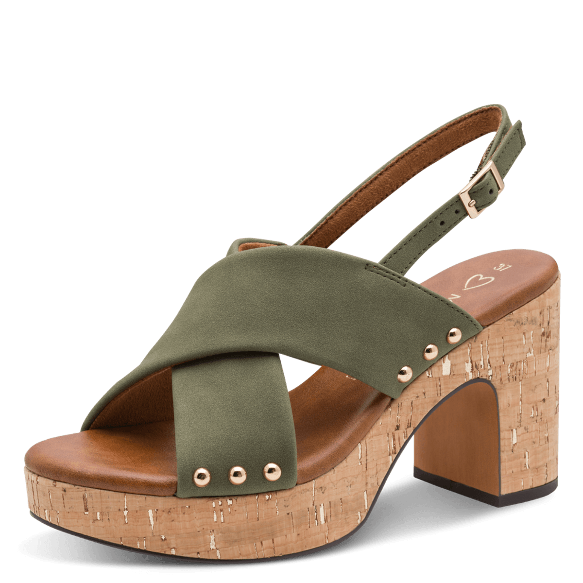 SANDALETT M/KORKHÆL - OLIVEN