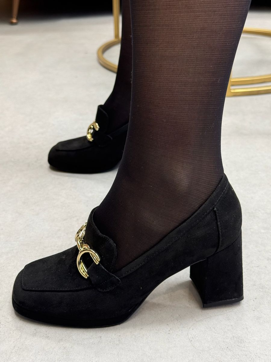 MOKASIN M/ HÆL & SPENNE - SORT