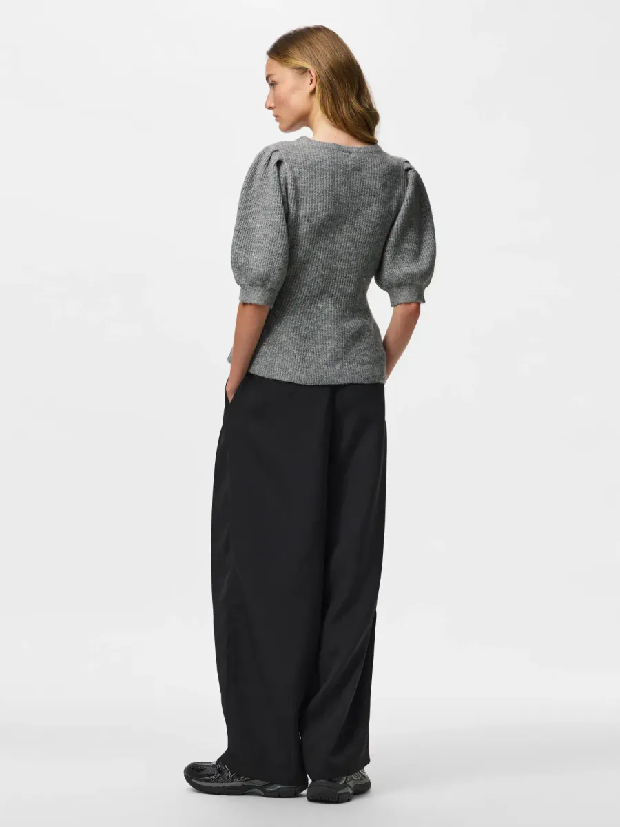 SILLY CARDIGAN M/ PUFF ERM - GRÅ