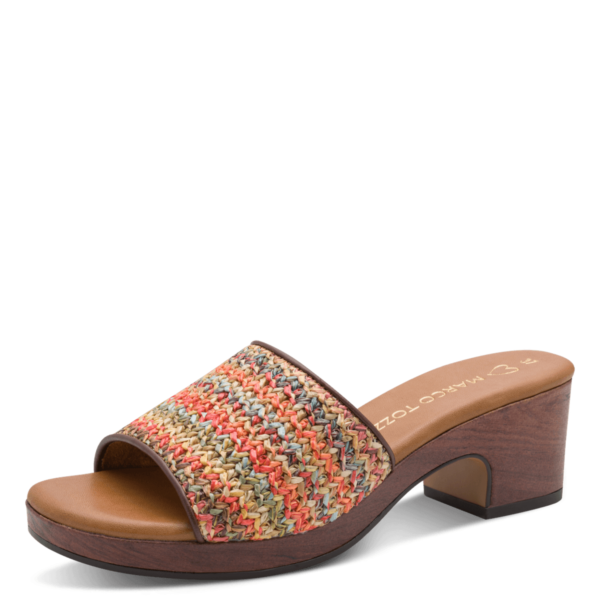 SANDAL M/HÆL - MOCCA/MULTI