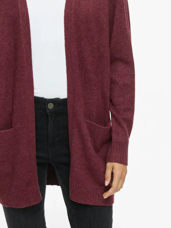 VIRIL CARDIGAN LANG - PLOMME MELERT