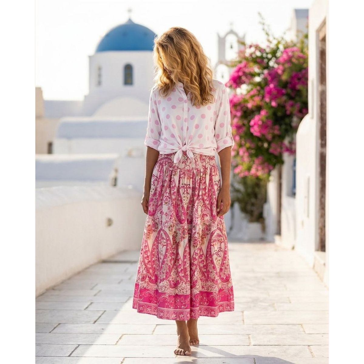 BELLA BIG PAISLEY SKJØRT - CERISE