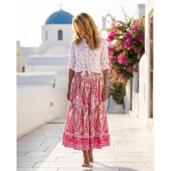 Hovedbilde BELLA BIG PAISLEY SKJØRT - CERISE