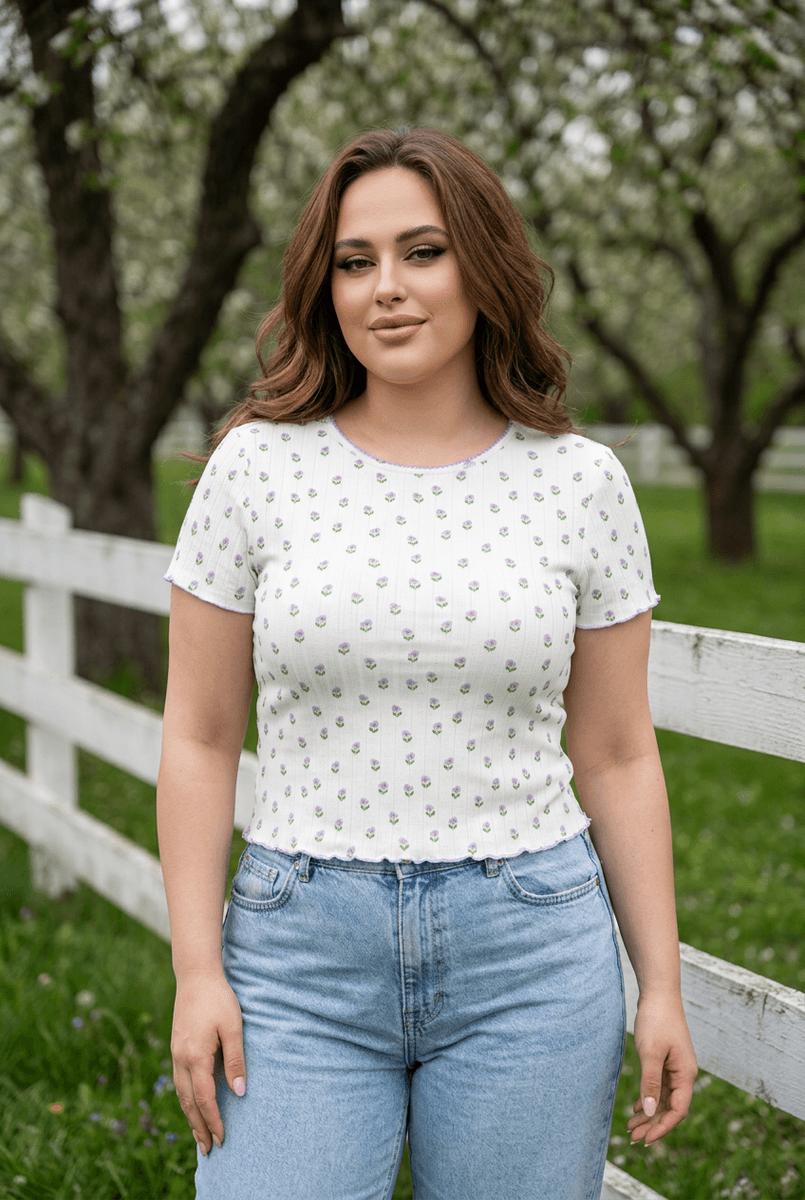 MYA T-SHIRT - OFFWHITE / PURPLE
