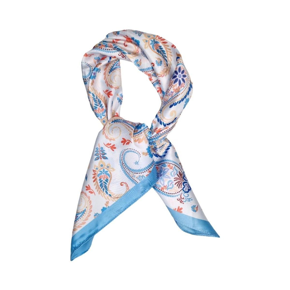 SKJERF SILKELOOK BIG FLOWER - LYS BLÅ / HVIT 