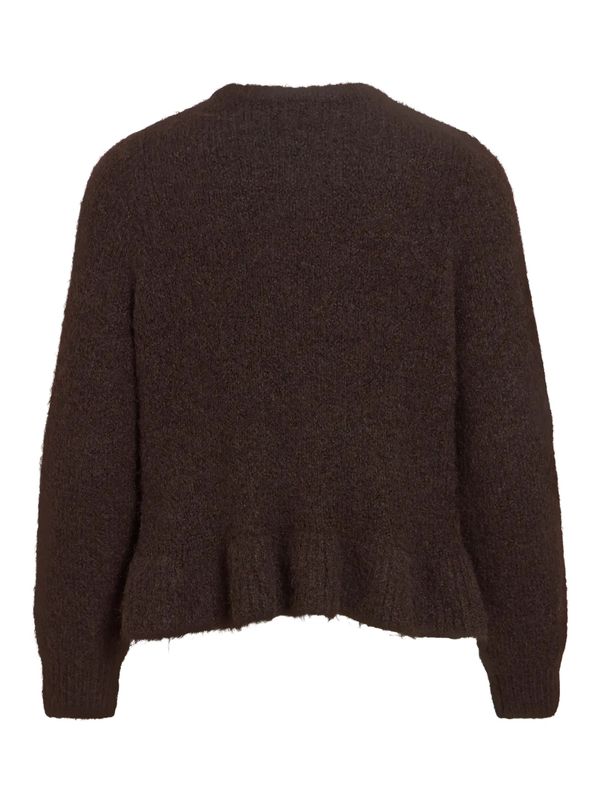 BOWS KNIT GENSER M/VOLANG - BRUN MELERT