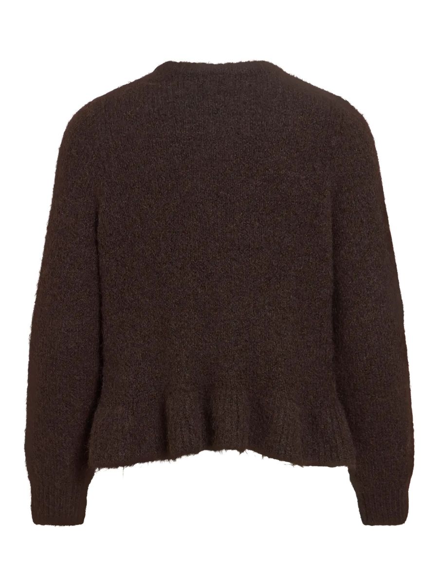BOWS KNIT GENSER M/VOLANG - BRUN MELERT