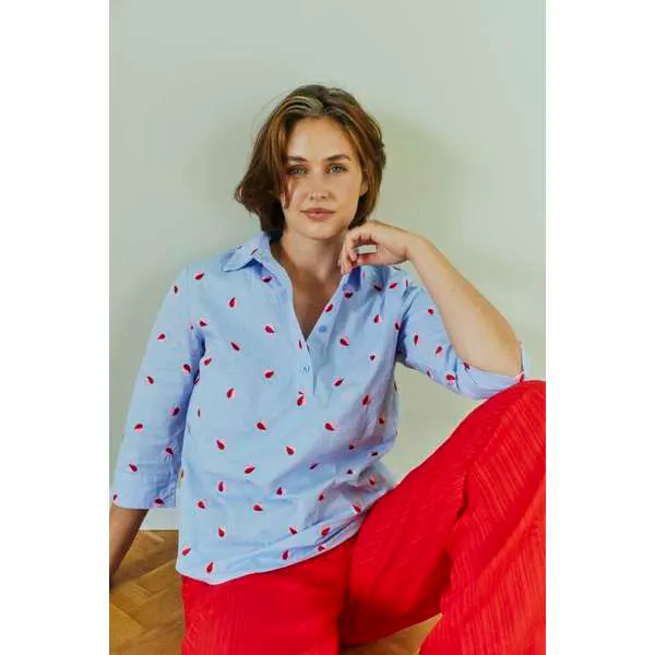 Hovedbilde ROSAN SKJORTE 3/4 ERM - HIMMELBLÅ/ROSA