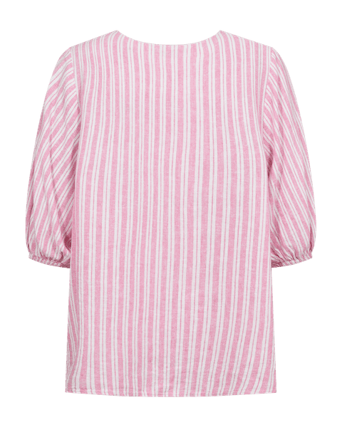 Hovedbilde LAVA LIN/VISCOSE TOPP STRIPET - ROSA/HVIT