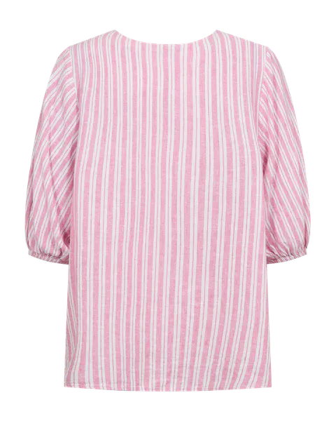 Hovedbilde LAVA LIN/VISCOSE TOPP STRIPET - ROSA/HVIT