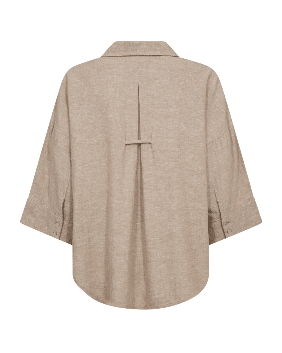 LAVA LIN/VISCOSE SKJORTE 3/4 ERM - SAND MELERT