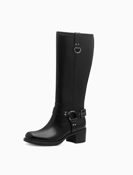 Hovedbilde HØY STØVLETT M/TRENDY DETALJER - SORT