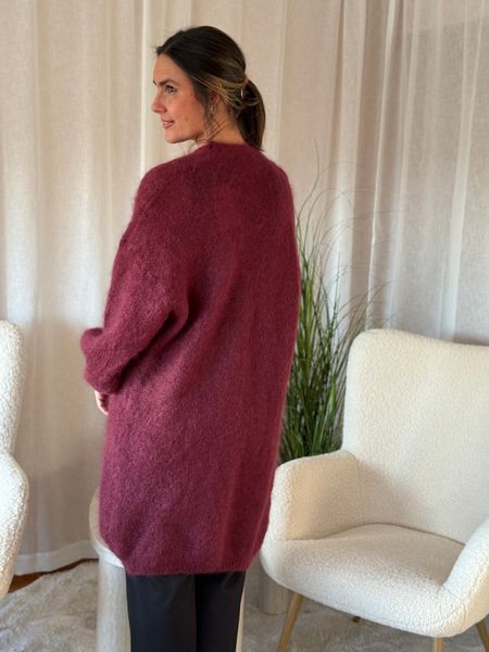 Hovedbilde MOHAIR LANG STRIKKEJAKKE - PLOMME