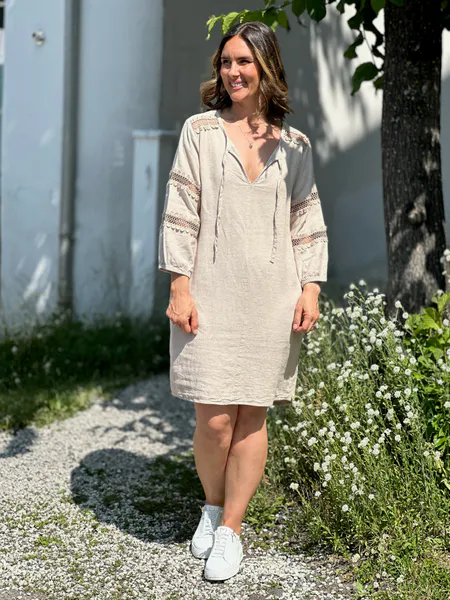 Hovedbilde LALUNA LIN/VISCOSE KJOLE M/EMBRO - SAND