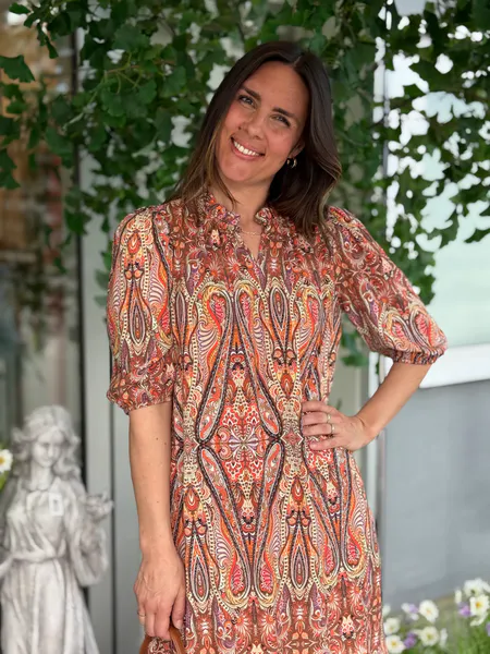 Hovedbilde PAISLEY KJOLE - BRUNT PRINT
