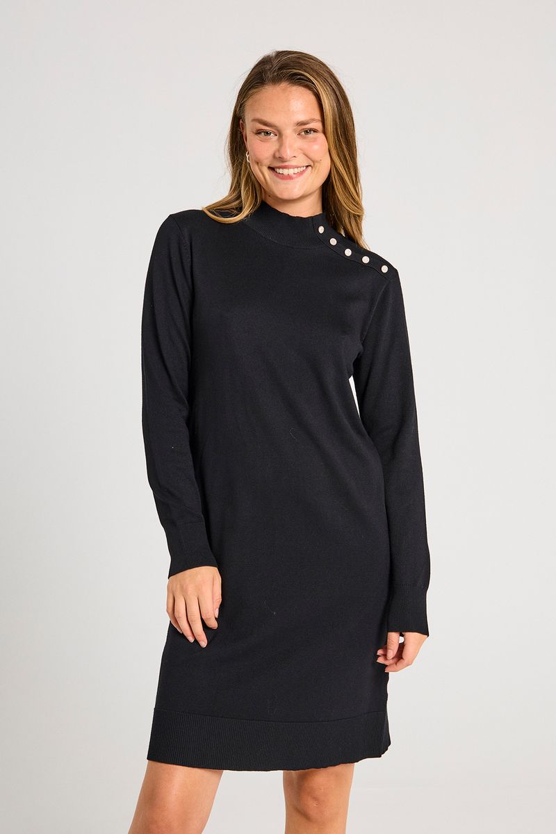 KATIE KJOLE M/BLING KNAPPER - SORT