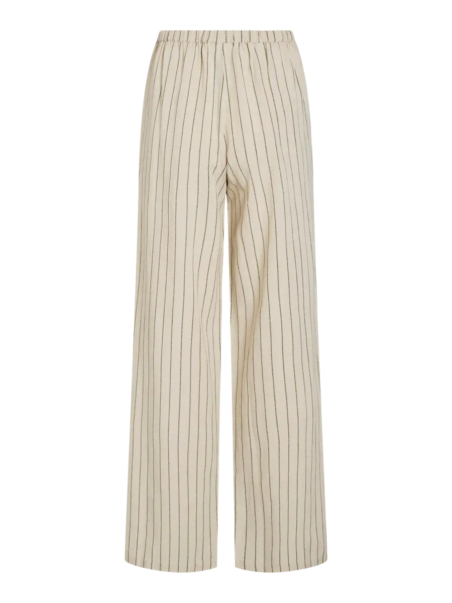 PRISILLA BUKSE M/STRIPER - NATURAL/OLIVEN