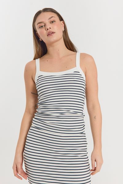 Hovedbilde ZIA TOPP STRIPER - HVIT / NAVY